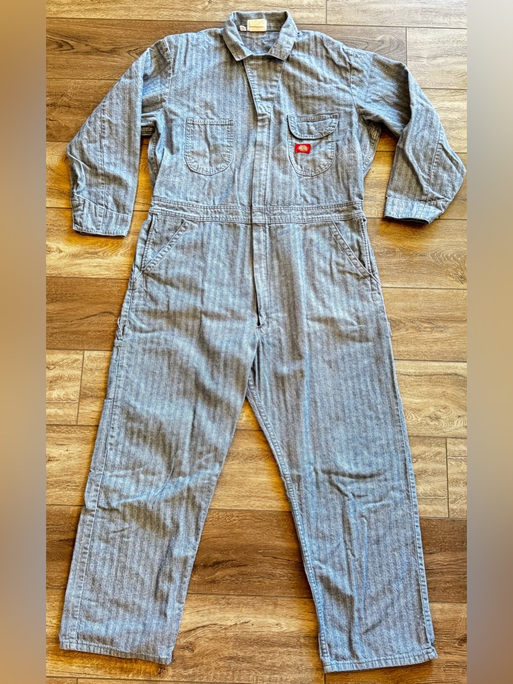 Dickies Coveralls Men’s 48R Fisher Stripe Blue Unlined Cotton #DB200 Long Sleeve
